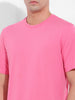 Men's Pink Slim Fit Solid Round Neck T-shirt