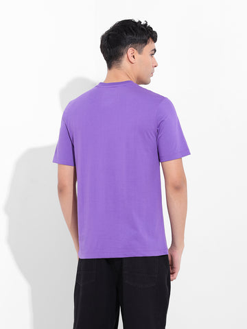 Men's Purple Slim Fit Solid Round Neck T-shirt