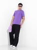 Men's Purple Slim Fit Solid Round Neck T-shirt