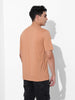 Men's Beige Slim Fit Solid Round Neck T-shirt
