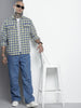 Men's Orange Relaxed Fit Checked Casual Shirt