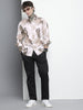 Men's Cream Slim Fit Printed Party Wear Shirt