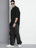 Men's Black Regular Fit Solid Textured Shirt