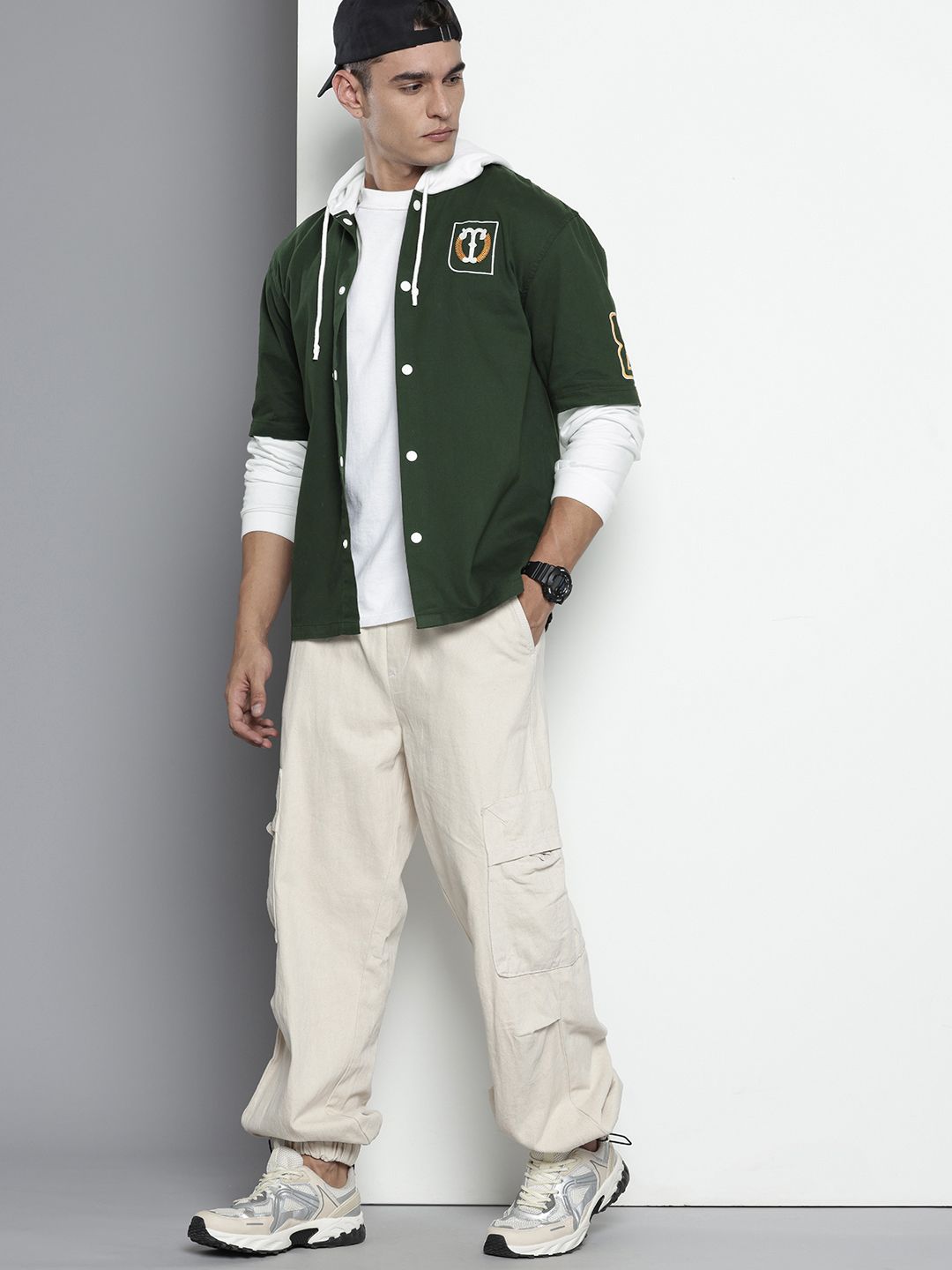 Men's Green Regular Fit Graphic Printed Street Wear Shirt