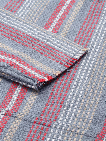 Men's Blue Relaxed Fit Striped Bohemian Shirt