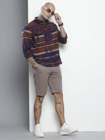 Men's Brown Relaxed Fit Printed Bohemian Shirt
