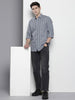 Men's Grey Slim Fit Striped Casual Shirt