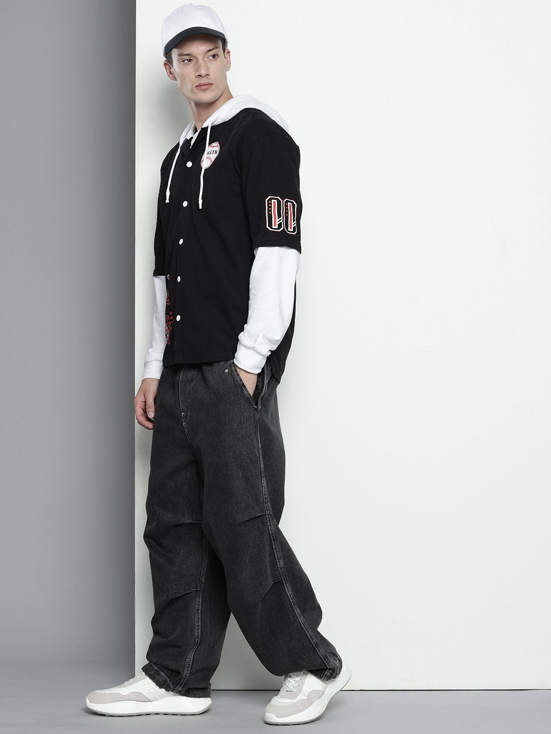 Men's Black Regular Fit Graphic Printed Street Wear Shirt