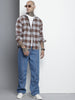 Men's Brown Relaxed Fit Checked Textured Shirt