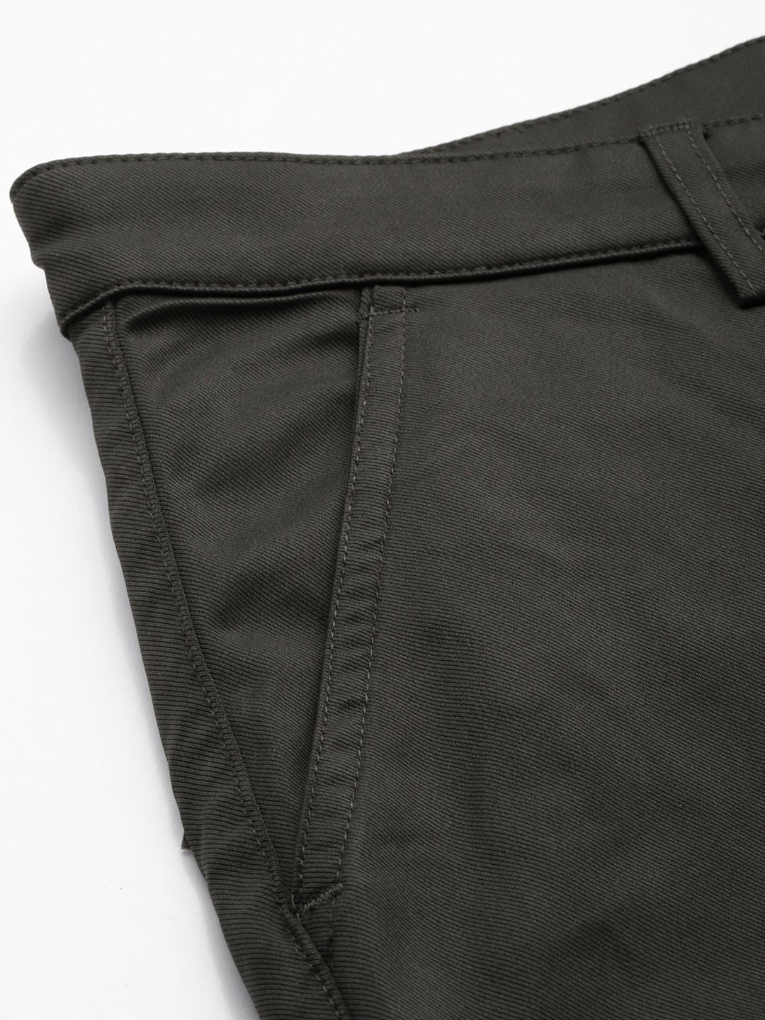 Men's Grey Regular Fit Casual Trousers