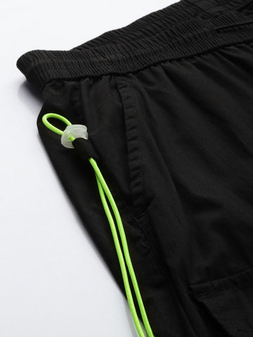 Men's Black Relaxed Fit Solid Utility Cargo Jogger