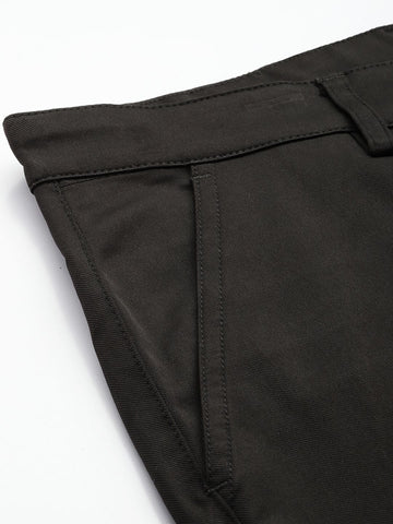 Men's Black Regular Fit Casual Trousers