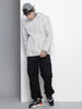 Men's Grey Relaxed Fit Striped Bohemian Shirt