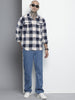 Men's Navy Blue Regular Fit Checked Casual Shirt