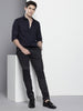 Men's Navy Blue Slim Fit Checked Casual Shirt