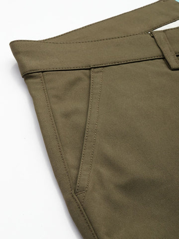 Men's Olive Regular Fit Casual Trousers