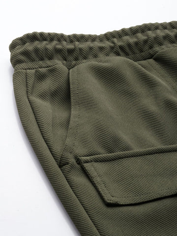Men's Olive Relaxed Fit Street Joggers