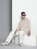Men's Beige Relaxed Fit Printed Vintage Shirt