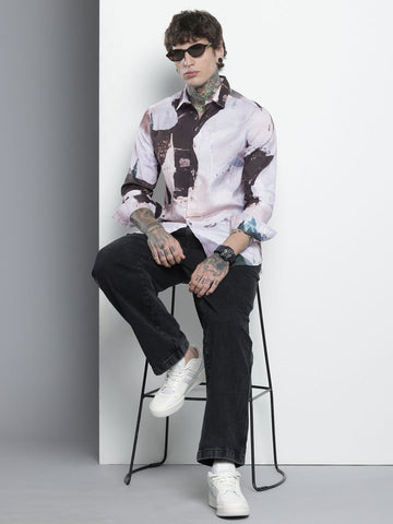 Men's Multicolor Slim Fit Printed Party Wear Shirt