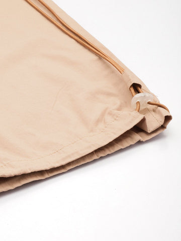 Men's Beige Relaxed Fit Solid Utility Cargo Jogger