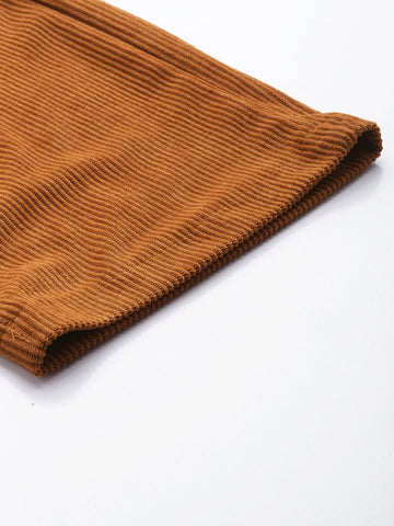 Men's Tan Regular Fit Textured Casual Trouser