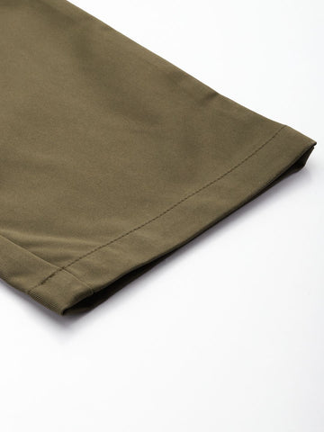 Men's Olive Regular Fit Casual Trousers