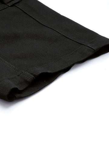 Men's Black Wide Leg Solid Convertible Cargo Jeans