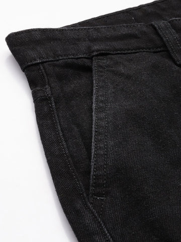 Men's Black Regular Fit Utility Jeans