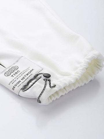 Men's White Relaxed Fit Textured Baggy Joggers