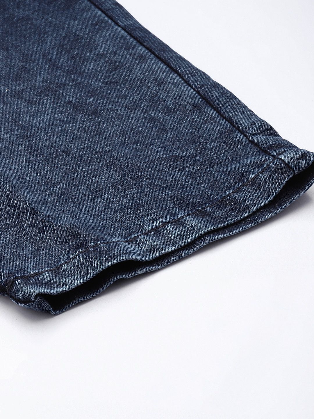 Men's Blue Loose Solid Denim Cargo Harem Pants