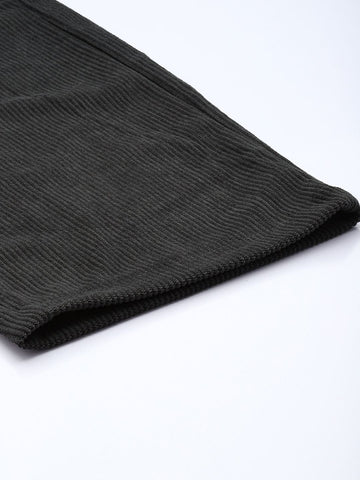 Men's Grey Straight Fit Textured Trousers