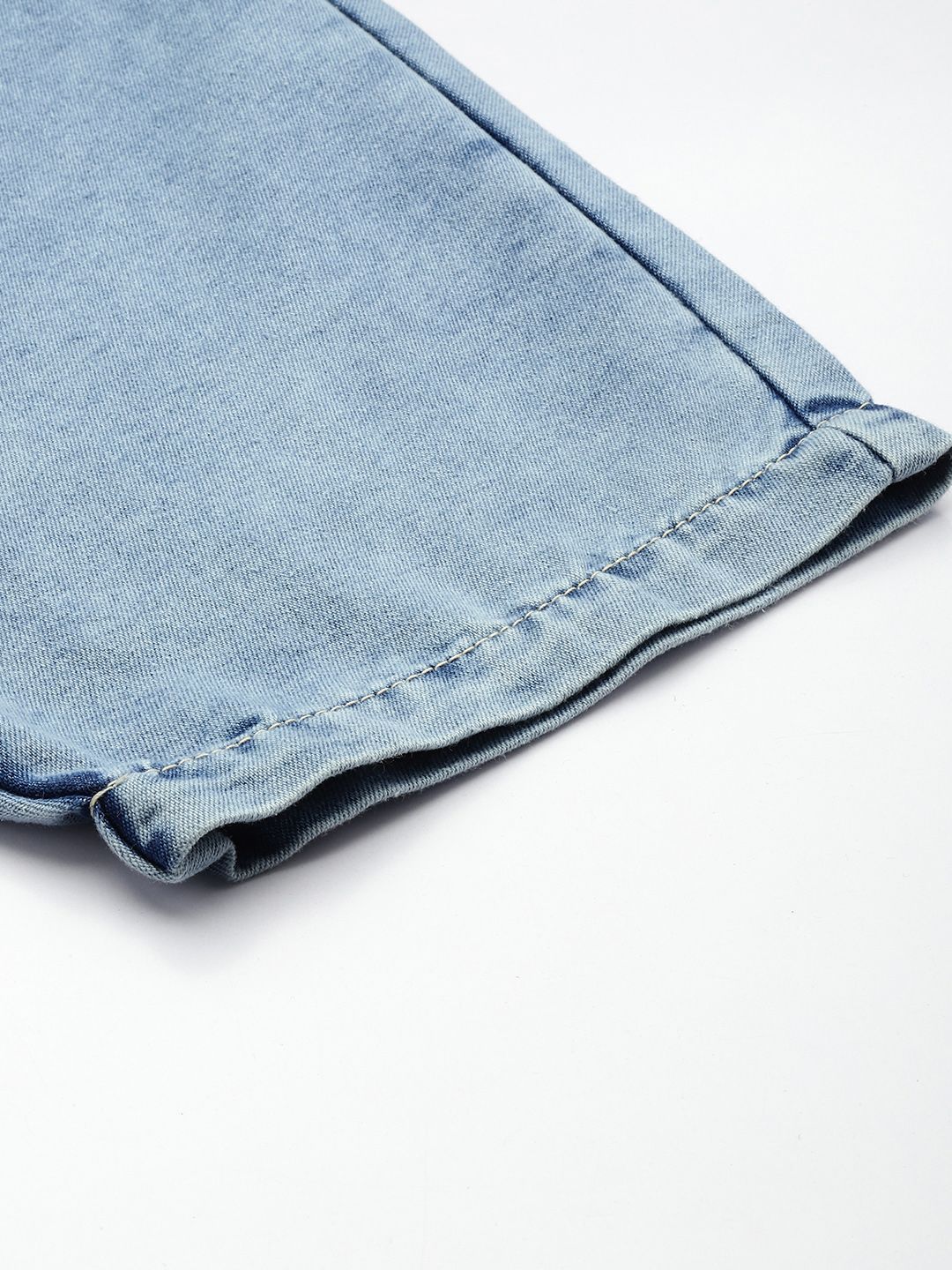 Men's Blue Loose Solid Denim Cargo Harem Pants