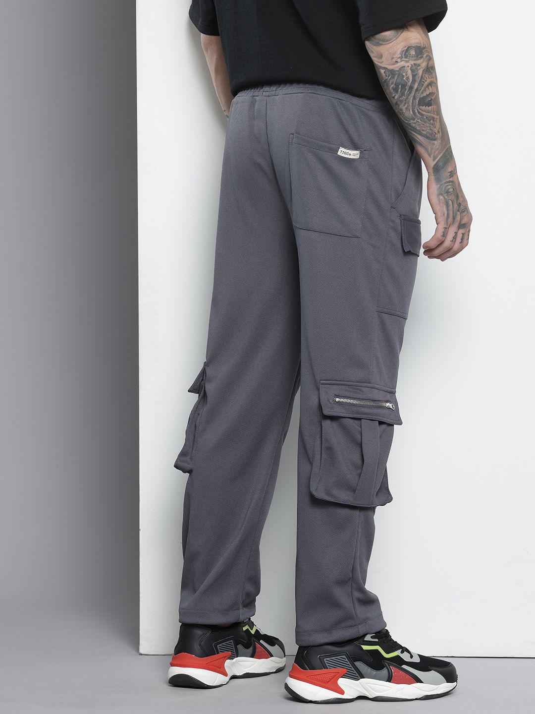 Men's Grey Relaxed Fit Street Joggers
