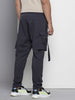 Men's Grey Tapered Fit Solid Cargo Joggers
