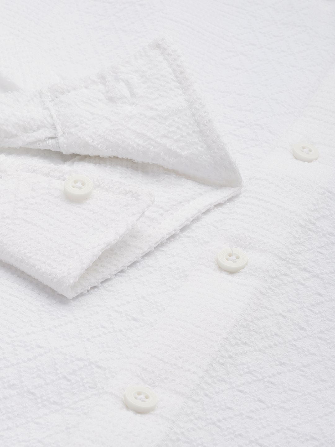 Men's White Regular Fit Solid Textured Shirt