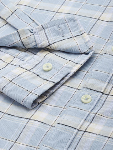Men's Blue Slim Fit Checked Casual Shirt