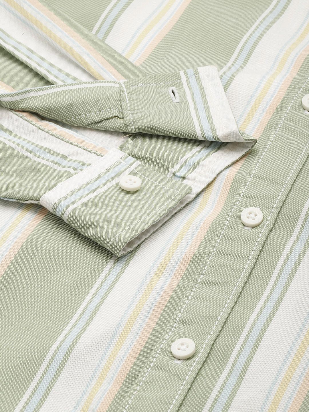 Men's Green Slim Fit Striped Striped Shirt