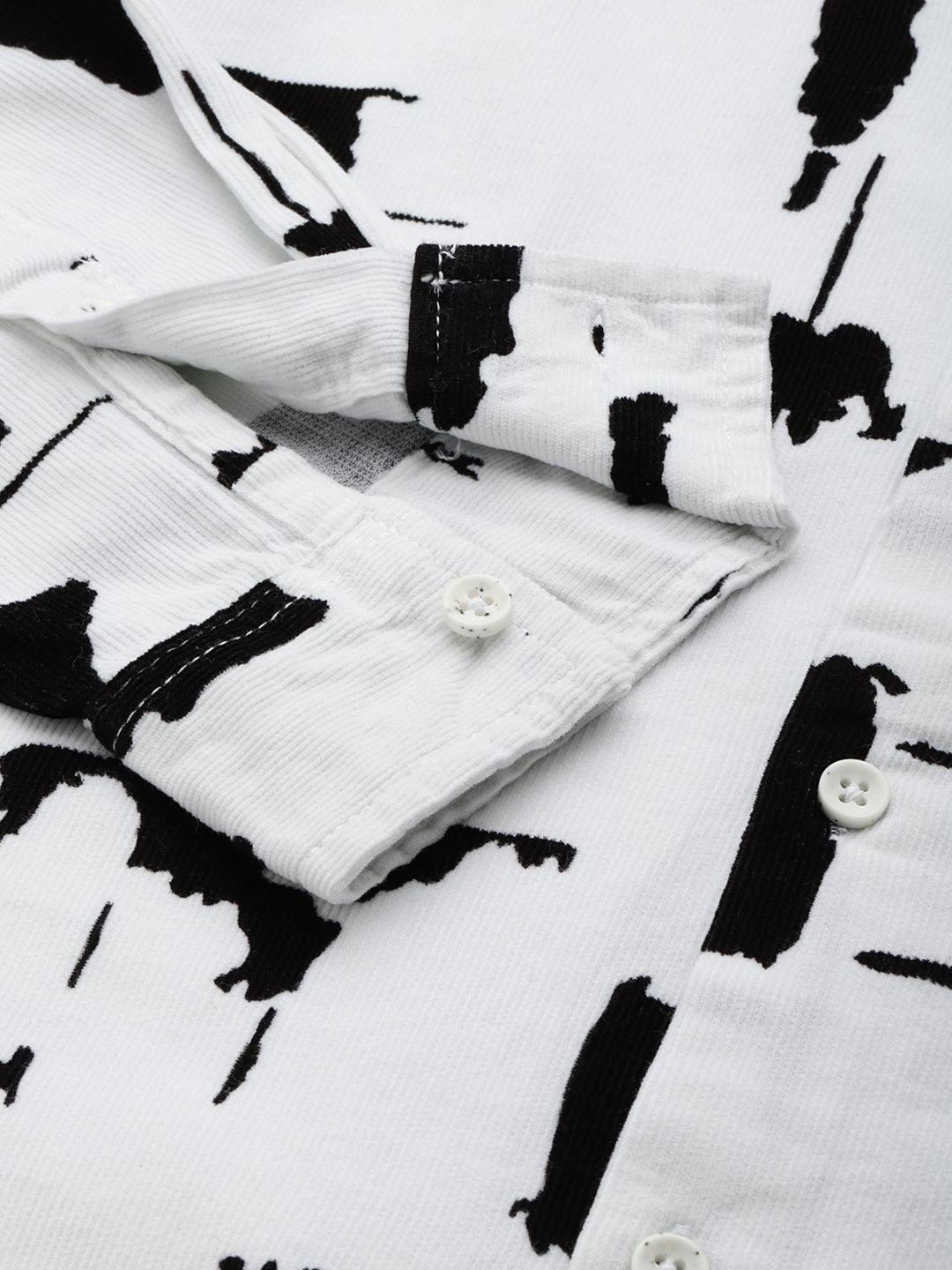 Men's White Regular Fit Printed Casual Shirt