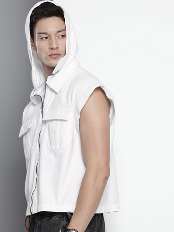Men's White Oversized Fit Solid Korean Street Shirt