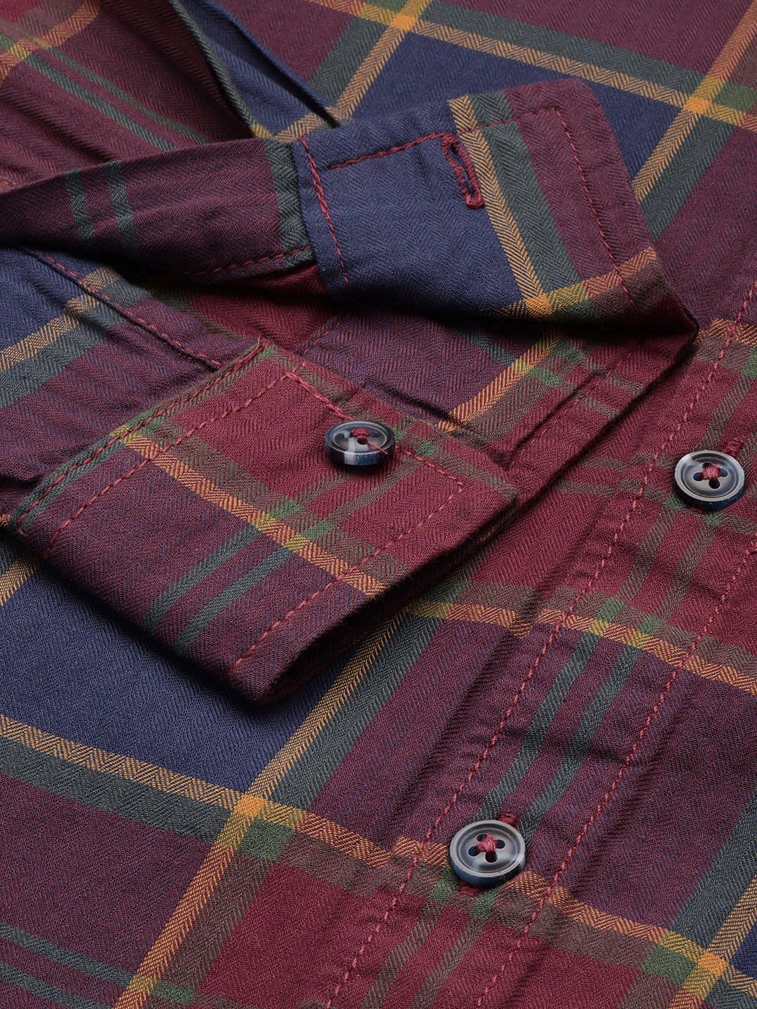 Men's Red Slim Fit Checked Casual Shirt