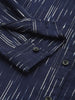 Men's Navy Blue Slim Fit Striped Casual Shirt