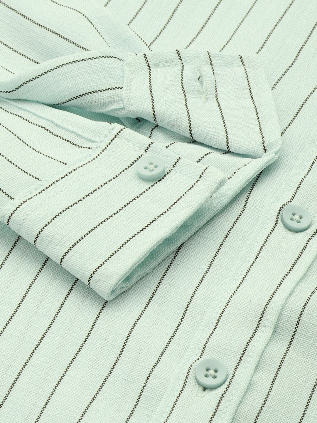 Men's Green Slim Fit Striped Casual Shirt