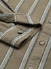 Men's Olive Slim Fit Striped Casual Shirt