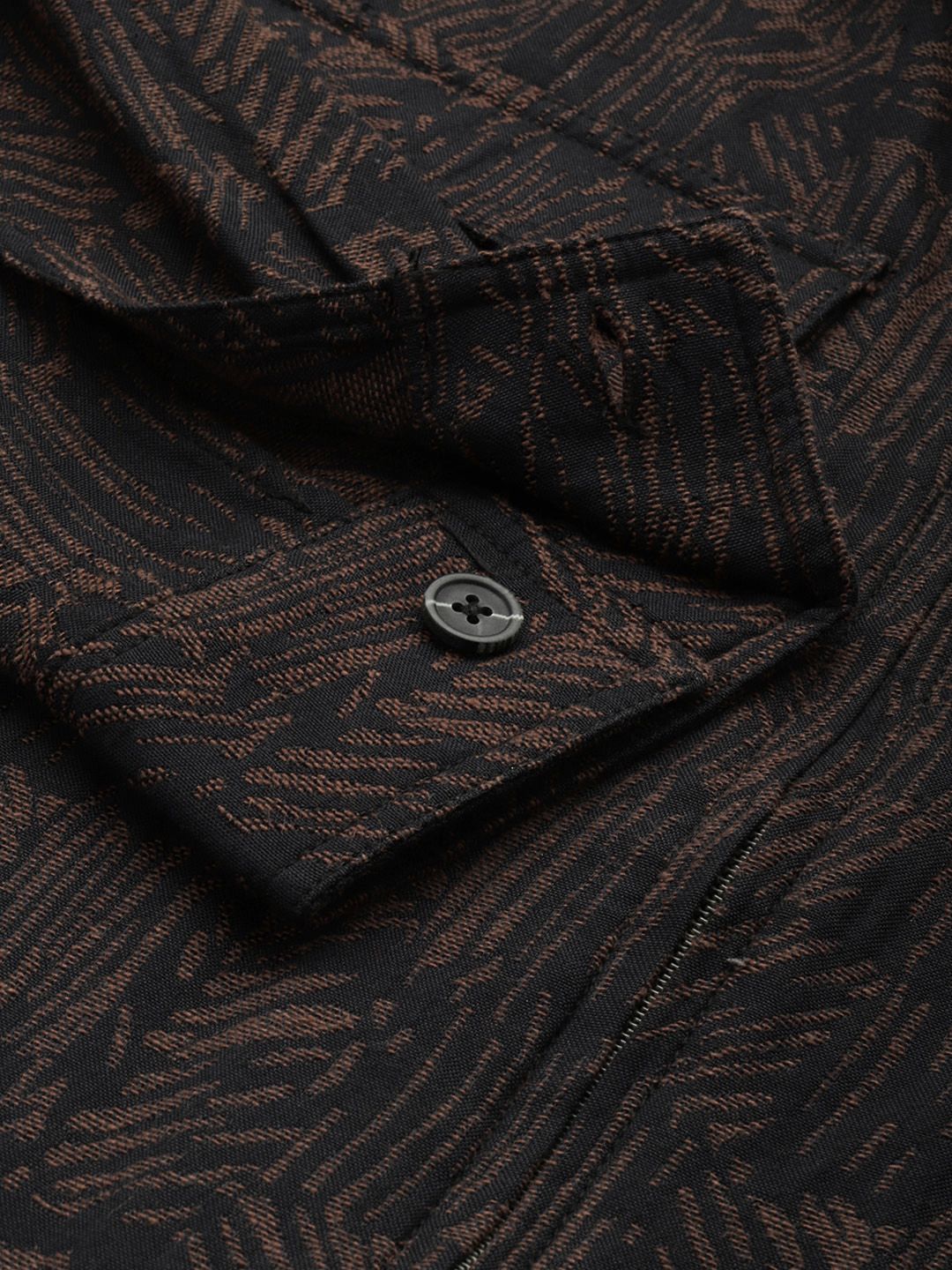 Men's Brown Regular Fit Textured Casual Shirt