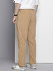 Men's Light Khaki Regular Fit Textured Casual Trouser