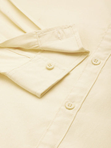 Men's Yellow Slim Fit Solid Casual Shirt