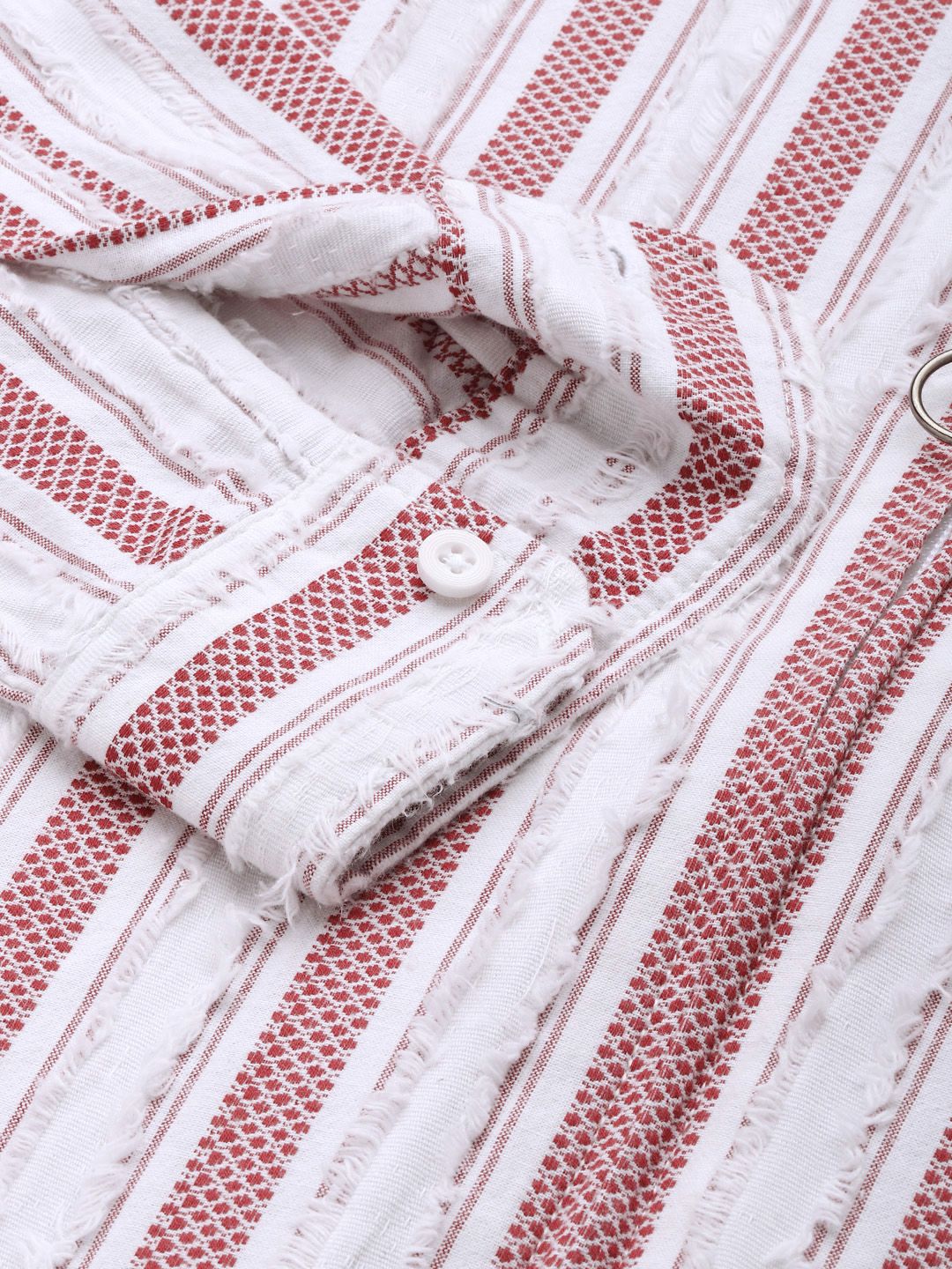 Men's White Relaxed Fit Striped Resort Wear Shirt