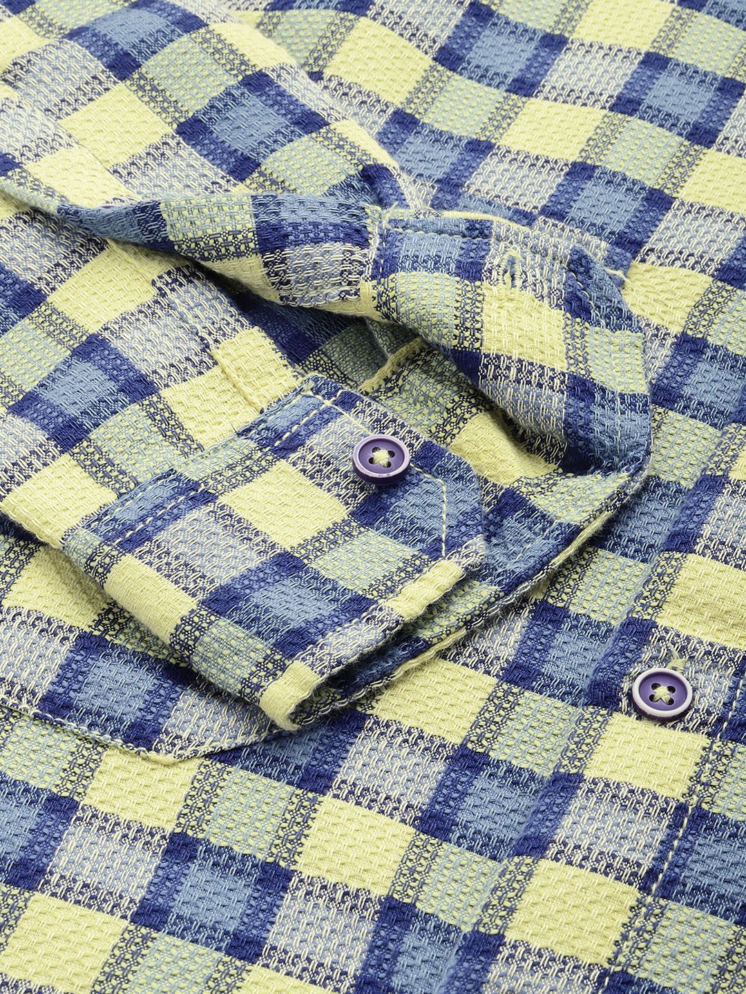 Men's Orange Relaxed Fit Checked Casual Shirt