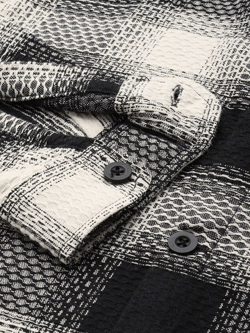 Men's Black Relaxed Fit Textured Casual Shirt