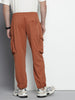 Men's Brown Relaxed Fit Textured Cargo Joggers